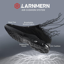 LARNMERN Steel Toe Sneakers for Women Slip On Safety Toe Work Shoes Air Cushion Women's Walking Shoes Lightweight Comfortable （6.5, Black）