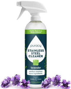 Puracy Stainless Steel Cleaner, Natural Stainless Steel Sink Cleaner, Stainless Steel Cleaner for Appliances, Sink Cleaner and Polish Kitchen Cleaner, Stainless Steel Refrigerator Spray (Lavender)