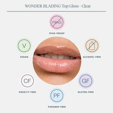 Wonderskin WONDER BLADING Top Gloss - Clear Glitter Lip Gloss, Hydrating and High Shine Finish Lip Makeup (Clear Shine)