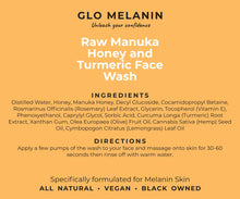 Glo Melanin Raw Manuka Honey & Turmeric Face Wash - Exfoliating Face Wash for a Glowing Complexion - Natural Face Wash for Women - 4 Oz