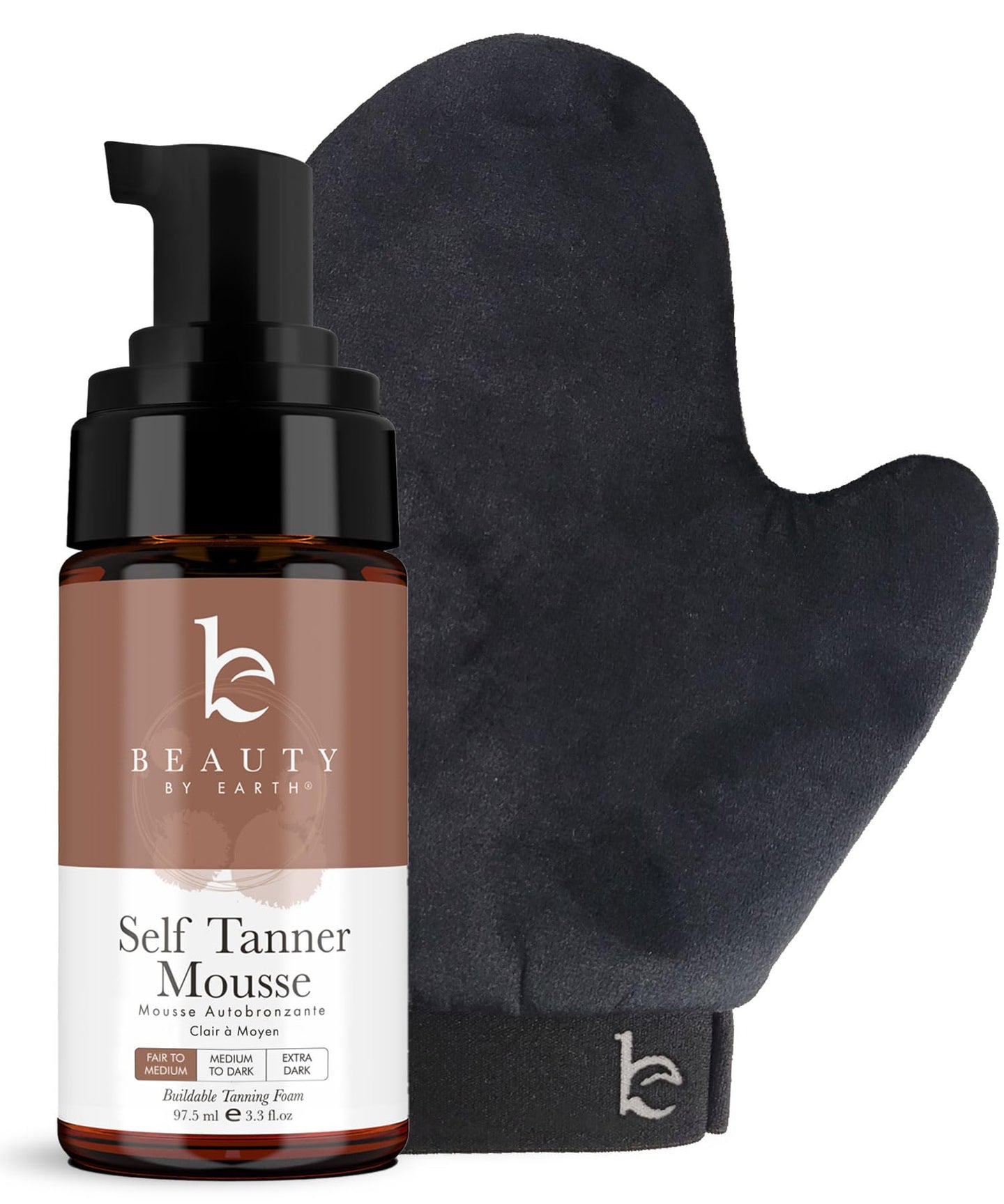 Self Tanner Tanning Mousse Kit - USA Made with Natural & Organic Ingredients, Self Tanner Mousse and Mitt, Tan Kit, Fake Tan Tanning Foam, Fair to Medium, Sunless Tanners Best Sellers