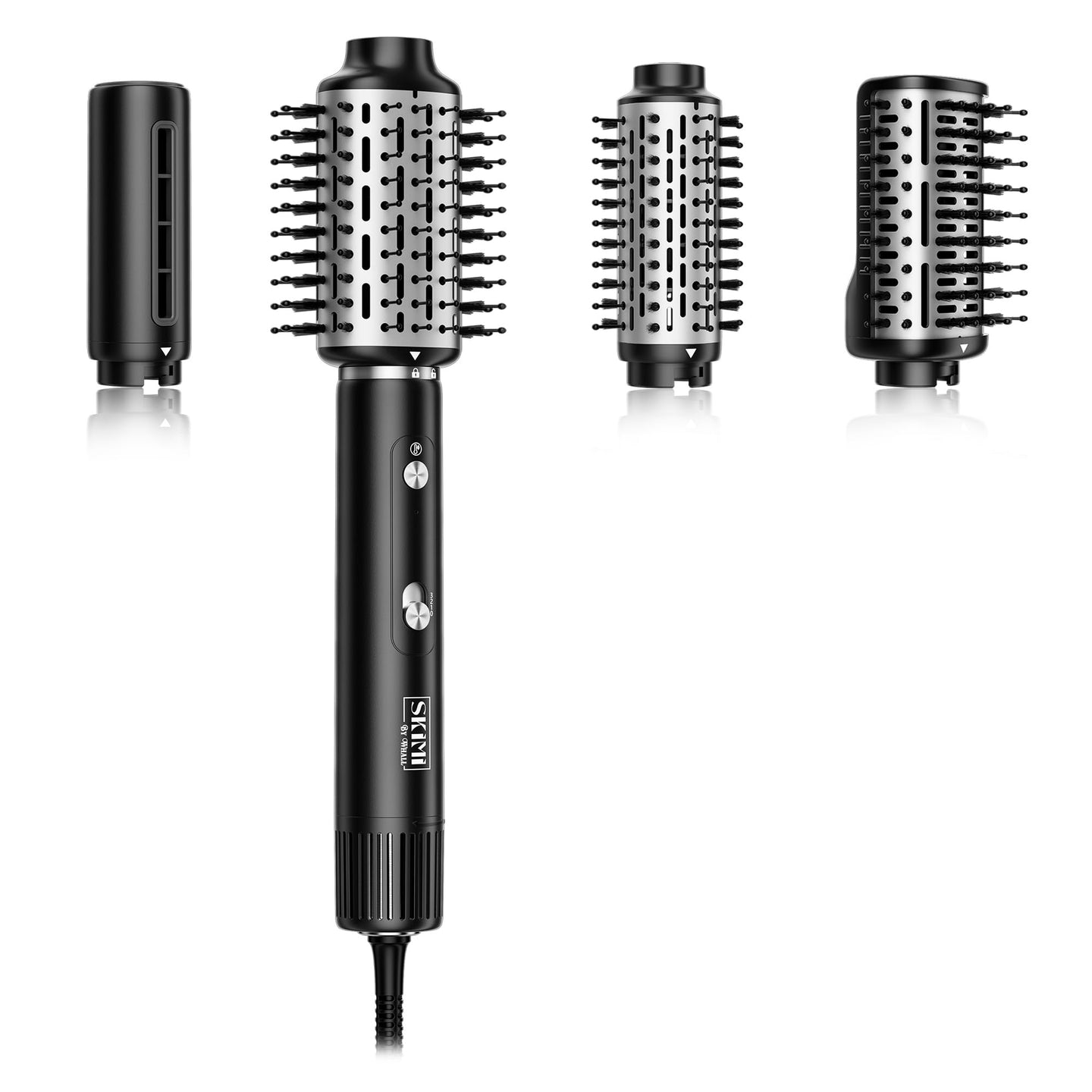 SKIMI Blow Dry Brush and Hair Dryer Brush, 110000RPM High-Speed Hot Air Styler, for Fast Drying Curling Volumizing Straightening & Styling, Black & Silver