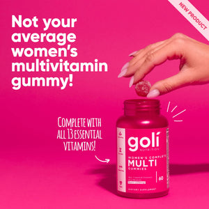 Goli® Women’s Multivitamin Gummies - 60 Count - All 13 Essential Vitamins, and Key Minerals - Kosher, Gluten-Free, Vegan, and Non-GMO.