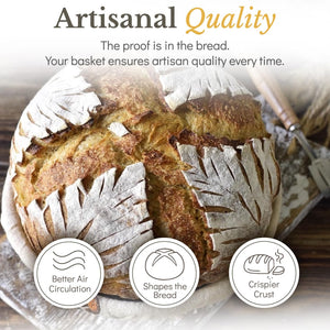 Superbaking Banneton Bread Proofing Basket, Sourdough Bread Baking Supplies, Round 9 Inch Sourdough Starter Kit, Proofing Basket for Baking, Bread Making Supplies Tools, Banneton Basket Gift Set