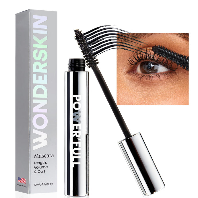 Wonderskin Mascara - Black Mascara for Volume, Length, and Curl - Lengthening, Volumizing & Smudge Proof Lash Makeup