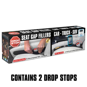 Drop Stop - The Original Patented Car Seat Gap Filler (As Seen On Shark Tank) - Between Seats Console Organizer, Set of 2 and Slide Free Pad and Light