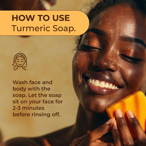 Glo Melanin Organic Turmeric Soap for Dark Spots & Acne, Turmeric Soap for Skin Brightening and Clearing Formula, All Natural Turmeric Soap Bar