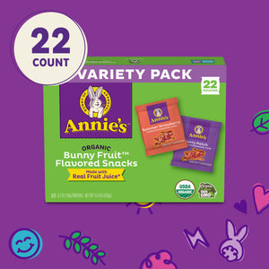 Annie's Organic Bunny Fruit Flavored Snacks, Easter Basket Stuffers, Variety Pack, Gluten Free, 15.4 oz, 22 Pouches