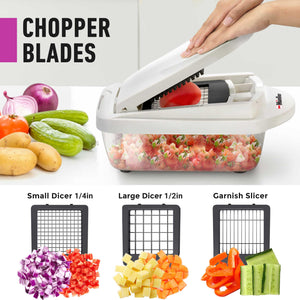 Mueller Pro-Series 10-in-1, 8 Blade Vegetable Chopper, Onion Mincer, Cutter, Dicer, Egg Slicer with Container, French Fry Cutter Potatoe Slicer, Home Essentials & Kitchen Gadgets, Salad Chopper