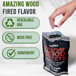 Kona Build Your Own Wood Smoker Pellet Variety Pack - Choose Your Favorite Flavors - Mix and Match - Set of 8-1 lb Resealable BBQ Wood Pellets