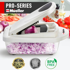 Mueller Pro-Series 10-in-1, 8 Blade Vegetable Chopper, Onion Mincer, Cutter, Dicer, Egg Slicer with Container, French Fry Cutter Potatoe Slicer, Home Essentials & Kitchen Gadgets, Salad Chopper