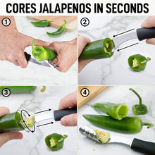 Zulay Kitchen Jalapeno Corer Tool - 430 Stainless Steel Pepper Corer Seed Remover Tool - 2-In-1 Serrated Edge and Seed Remover - Easy Coring and Cleaning for Efficient Cooking and Grilling