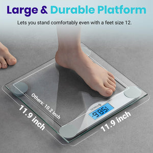 Etekcity Digital Body Weight Bathroom Scale, Large Blue LCD Backlight Display, High Precision Measurements,6mm Tempered Glass, 400 Pounds