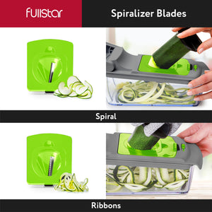 Fullstar Vegetable Chopper - Food Chopper - Onion Chopper - Vegetable Slicer & Spiralizer - Veggie Chopper with Container - Kitchen Gadgets - Home Essentials - Kitchen Accessories (4 in 1, Gray/Green)