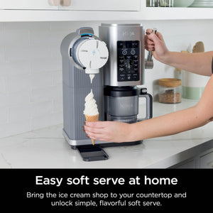 Ninja Swirl by CREAMi Ice Cream and Soft Serve Maker, Sorbet, Milkshake, Frozen Yogurt, Low Calories Program & More, 13-in-1, Soft Serve Handle, (2) CREAMi Swirl 16oz Pints, For Kids & ALL ages, NC701