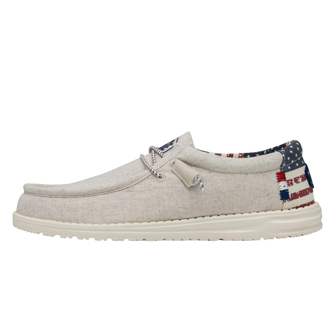 HEYDUDE Wally Patriotic Off White Patriotic Size 9, Men’s Shoes, Slip-on Loafers, Comfortable & Light-Weight