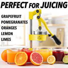 Zulay Kitchen Cast-Iron Orange Juice Squeezer - Heavy-Duty, Easy-to-Clean, Professional Citrus Juicer - Durable Stainless Steel Lemon Squeezer - Sturdy Manual Citrus Press & Orange Squeezer (Yellow)