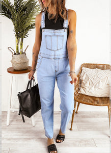 luvamia Flexclusive Women's Casual Adjustable Denim Bib Overalls Jeans Pants Fashion Loose Overall Jumpsuits Overalls for Women 2025 Powder Blue Size Large