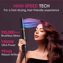 SKIMI Hair Dryer Brush and Blow Dry Brush, Multi-Hot Air Styler with 110000RPM Brushless Motor, Hot Air Brush for Fast Drying Curling Volumizing Straightening&Styling, High-Speed (Black&Rose Gold)