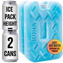 Kona Blue Ice 2 Pound Ice Packs for Coolers - Long Lasting Design - Refreezable Reusable Cooler Ice Pack (2)