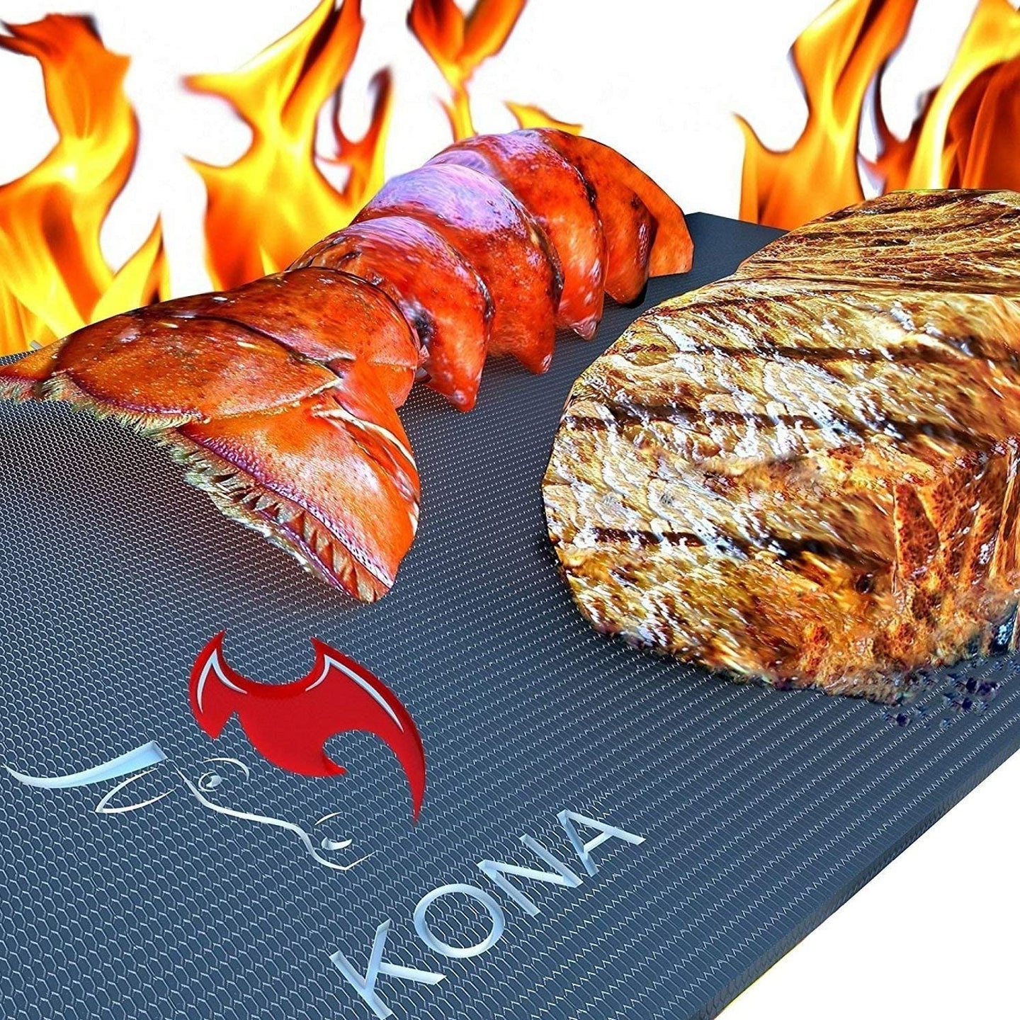 Kona Best BBQ Grill Mat - Heavy Duty 600 Degree Non-Stick Grill Mats Outdoor Grill | Premier BBQ Grill Accessories Nonstick Grill Matt (Set of 2) Engineered in The USA | 7-Year Warranty