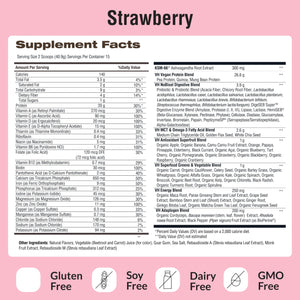 VitaHustle ONE - Superfood Meal Replacement Shake, Plant Based Protein Powder, Vegan. 86 Superfoods, Vitamins, & Minerals, Ashwagandha, Adaptogens. Founded by Kevin Hart. (Strawberry) 15 Servings