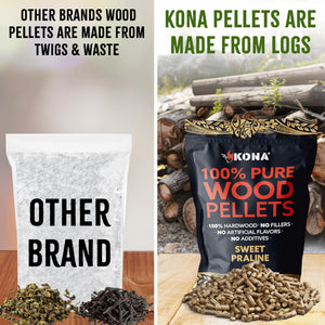 Kona Build Your Own Wood Smoker Pellet Variety Pack - Choose Your Favorite Flavors - Mix and Match Set - Set of 4-2 lb Resealable BBQ Smoker Pellet Bags