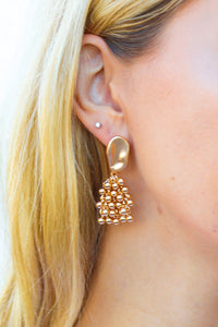 Gold Statement Pom Pom Dangle Earrings