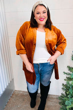 Dazzling Rust Velvet Button Down Tunic Top