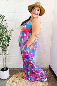 Summer Vibes Multicolor Abstract Floral Wide Leg Jumpsuit