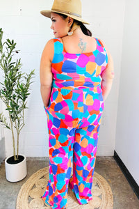 Summer Vibes Multicolor Abstract Floral Wide Leg Jumpsuit