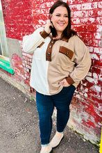 Fun Days Ahead Sepia Ivory/Taupe Color Block Button Down Pullover