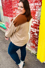 Fun Days Ahead Sepia Ivory/Taupe Color Block Button Down Pullover