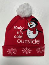 "It's Cold Outside" Snowman Pom-Pom Snowflake Beanie