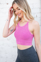 Hot Pink Washed Rib Seamless Cropped Cami Top