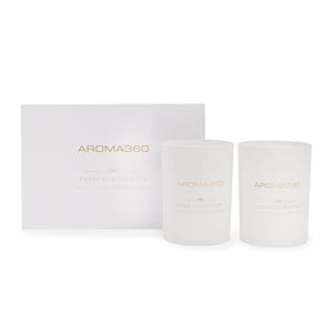 Aroma360 - My Way - Paris Collection Candle Duo - Luxury Scented Candles with Essential Oils - Lush Sandalwood, Warm Virginia Cedar & Iris - Aromatherapy - Soy Candles - 80hr Burn - 11 oz - Set of 2