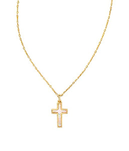 Kendra Scott Cross Pendant Necklace for Women, Fashion Jewelry, Gold-Plated, White Opal