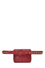 Chanel, Pre-Loved Red Quilted Lambskin Chain Belt Bag 65, Red