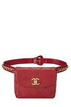 Chanel, Pre-Loved Red Quilted Lambskin Chain Belt Bag 65, Red