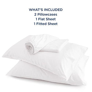 Bedsure Queen Sheets, Rayon Derived from Bamboo, Queen Cooling Sheet Set, Deep Pocket Up to 16", Breathable & Soft Bed Sheets, Hotel Luxury Silky Bedding Sheets & Pillowcases, White