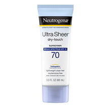 Neutrogena Ultra Sheer Dry-Touch Sunscreen Lotion, Broad Spectrum SPF 70 UVA/UVB Protection, Lightweight Water Resistant, Non-Comedogenic & Non-Greasy, Travel Size, 3 fl. oz