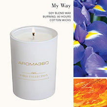 Aroma360 - My Way - Paris Collection Candle Duo - Luxury Scented Candles with Essential Oils - Lush Sandalwood, Warm Virginia Cedar & Iris - Aromatherapy - Soy Candles - 80hr Burn - 11 oz - Set of 2