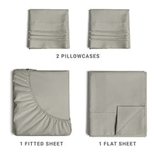 King Size 4 Piece Sheet Set - Comfy Breathable & Cooling Sheets - Hotel Luxury Bed Sheets for Women & Men - Deep Pockets, Easy-Fit, Soft & Wrinkle Free Sheets - Light Grey Oeko-Tex Bed Sheet Set