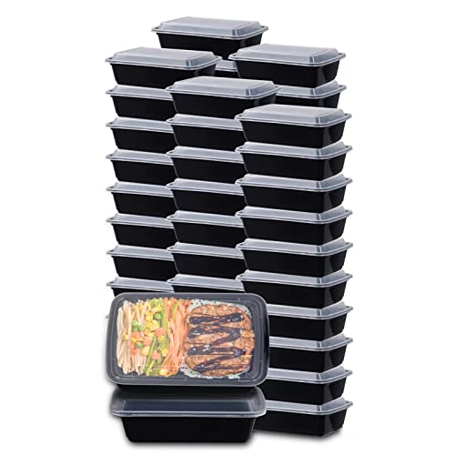 WGCC Meal Prep Containers, 50 Pack Extra-thick Food Storage Containers with Lids, Disposable & Reusable Plastic Bento Lunch Box, BPA Free, Stackable, Microwave/Dishwasher/Freezer Safe (24 oz)