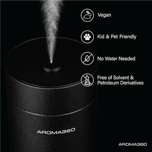 Aroma360 - Wireless Pro Essential Oil Diffuser - 600 sq ft Coverage - Cordless & Portable with Remote - Aromatherapy Scent Diffuser - Home, Spa, Office & Business - Air Freshener - Midnight Black