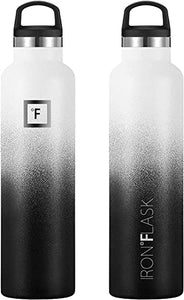 IRON °FLASK Sports Water Bottle - 24 oz, 3 Lids (Straw Lid) - Leak Proof, Durable Double Walled Stainless Steel - Gym Bottles for Men, Women & Kids - Insulated Thermos, Hot & Cold Hiking Canteen