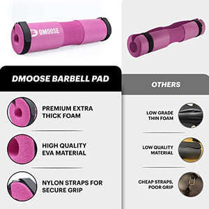 DMoose Barbell Pad, Relief Pressure from Neck, Shoulder, and Provide Lower Back Support, Non-Slip EVA Foam Squat Pad with Safety Straps, Hip Thrust Pad for Squats, Lunges - For Standard & Olympic Bars