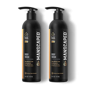 MANSCAPED® Buff Bundle Full-Body Shower Kit Including The Body Buffer Silicone Scrubber & Two 16oz Bottles of UltraPremium Refined™ Body Wash, Luxurious Clean Formula Infused with Aloe Vera