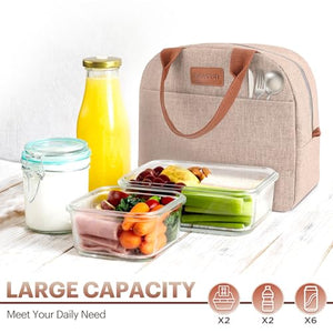 Lunch Bag for Women & Men Adult Insulated Lunch Box, Small Leakproof Cooler Food Lunch Containers Reusable High Capacity Lunch Tote Bags for Work, Travel, Outdoor (KHAKI)