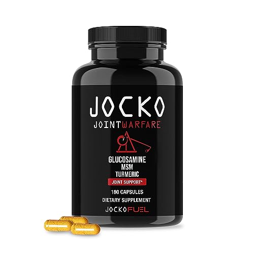 Jocko Fuel Joint Support Supplement - Glucosamine MSM for Joint Pain, Mobility, & Flexibility w/Turmeric & Boswellia (180 Capsules)